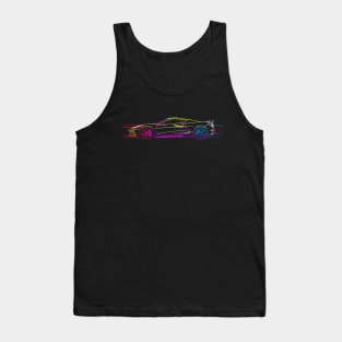 C8 Corvette Rainbow Neon outline art style supercar race car muscle car sportscar Corvette C8 Tank Top